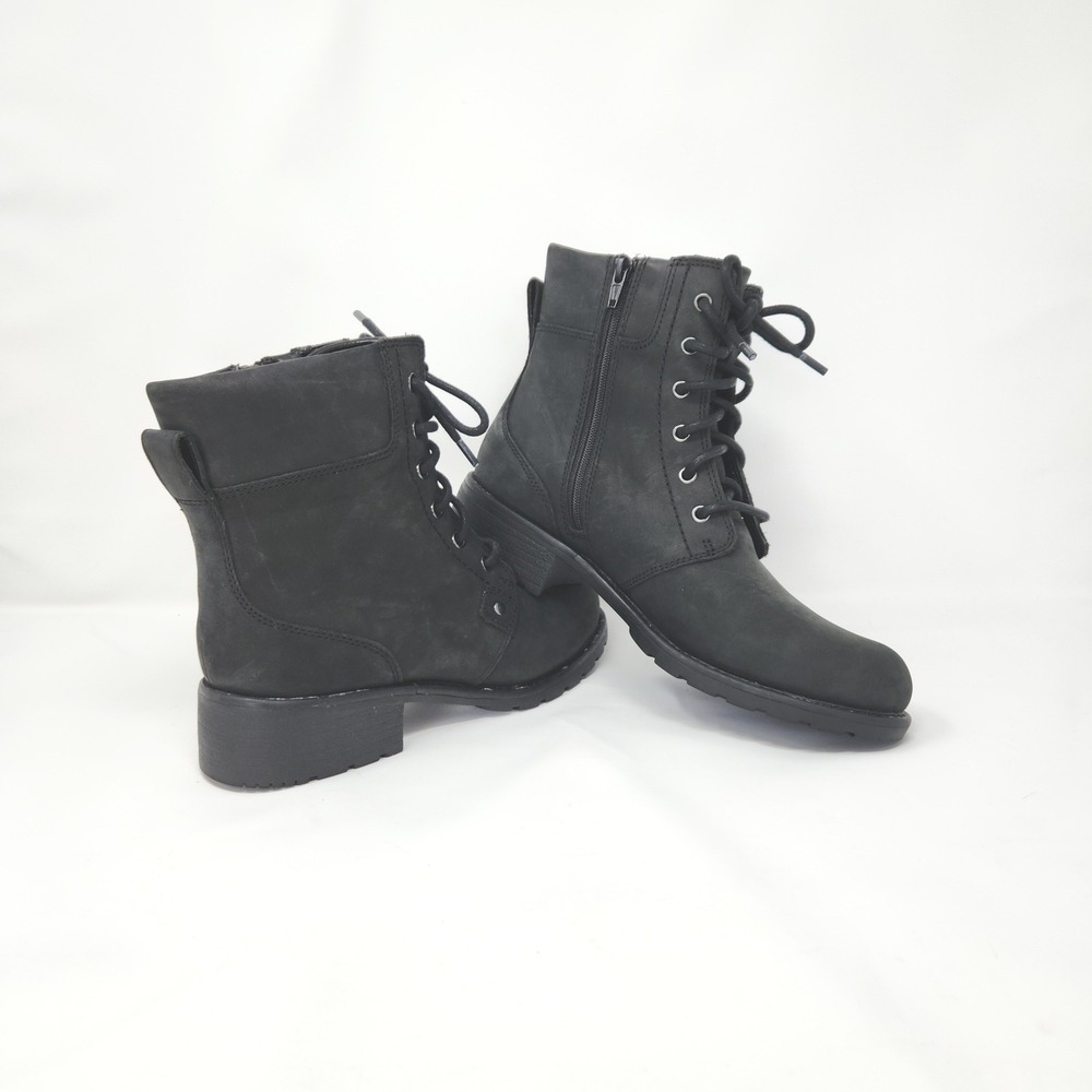 NWOB‎ Clarks Women's Black Orinoco Spice Leather Ankle Boots size 8 1/2